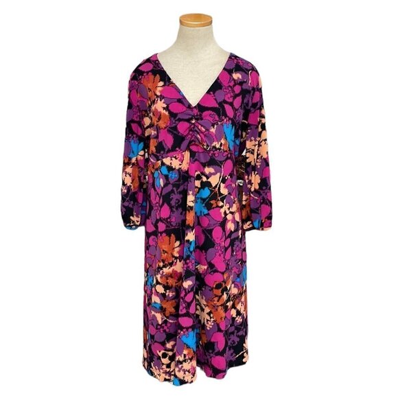 Alfani Dresses & Skirts - ALFANI Dress V-Neck Midi Floral Pink Orange Size Large L